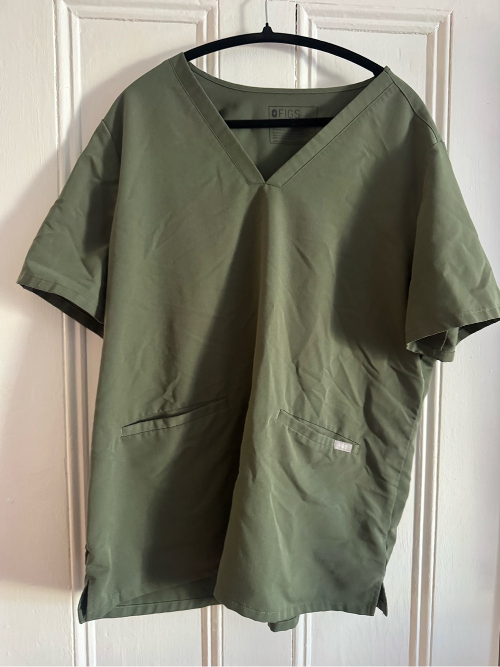 Figs Olive Green V-Neck Medical Scrub Top